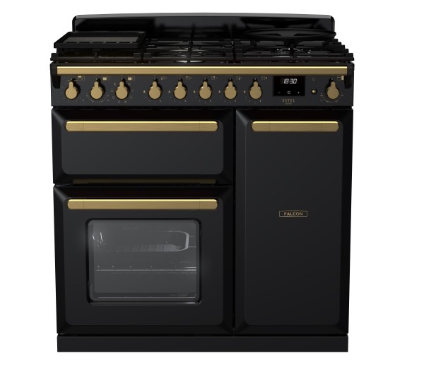 RS29992_ESDL90DFPGBLAB-E1-Falcon Estel Deluxe 90 Dual Fuel-Black-Antique Brass-Front view.jpg