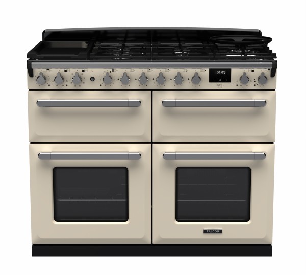 RS30108_ESDLB110DFPPCRCM-E1-Falcon Estel Deluxe 110 Dual Fuel-Slow cook oven-Pale Cream-Chrome-Front view.jpg