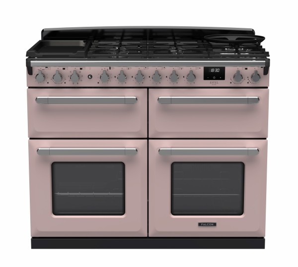 RS30112_ESDLB110DFPPPKCM-E1-Falcon Estel Deluxe 110 Dual Fuel-Slow cook oven-Pale Pink-Chrome-Front view.jpg