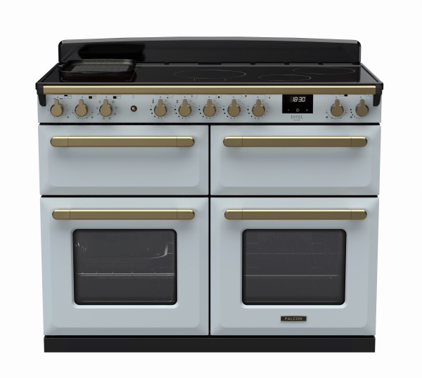 RS30107_ESDLB110EIPMSBAB-E1-Falcon Estel Deluxe 110 Induction-Slow cook oven-Misty Blue-Antique Brass-Front view.jpg