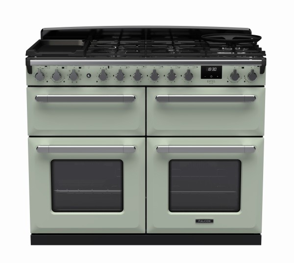 RS30100_ESDLB110DFPMNTCM-E1-Falcon Estel Deluxe 110 Dual Fuel-Slow cook oven-Mint-Chrome-Front view.jpg