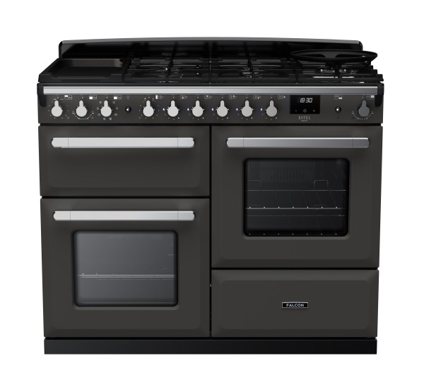 RS30084_ESDLO110DFPSLTCM-E1-Falcon Estel Deluxe 110 Dual Fuel-Proving drawer-Slate-Chrome-Front view.jpg