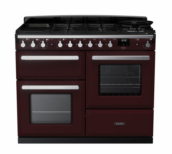 RS30060_ESDLO110DFPBORCM-E1-Falcon Estel Deluxe 110 Dual Fuel-Proving drawer-Bordeaux-Chrome-Front view.jpg