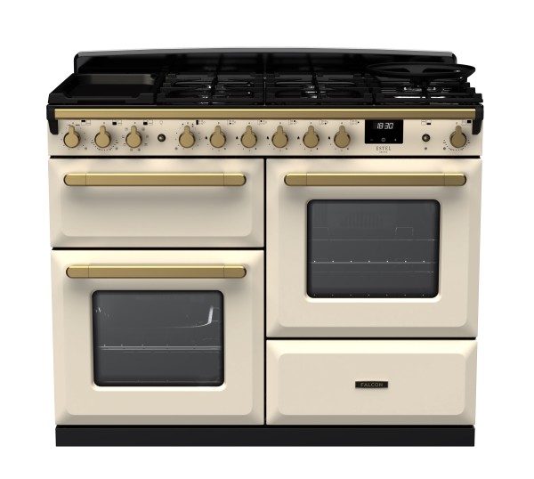 RS30077_ESDLO110DFPPCRAB-E1-Falcon Estel Deluxe 110 Dual Fuel-Proving drawer-Pale Cream-Antique Brass-Front view.jpg