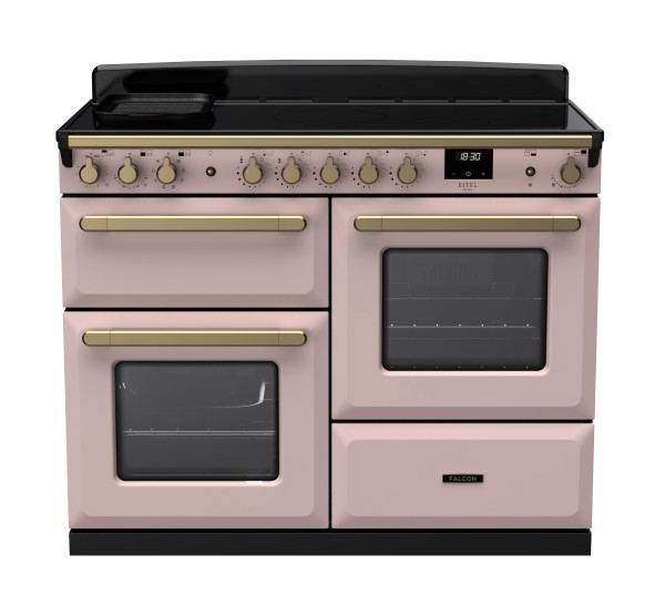 RS30083_ESDLO110EIPPPKAB-E1-Falcon Estel Deluxe 110 Induction-Proving drawer-Pale Pink-Antique Brass-Front view.jpg