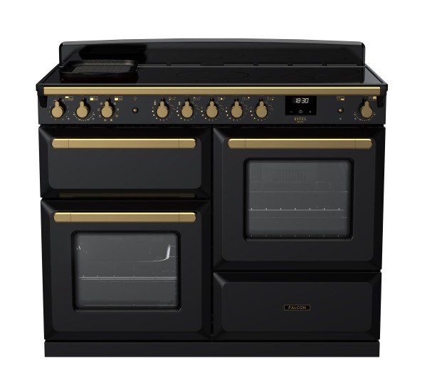 RS30059_ESDLO110EIPGBLAB-E1-Falcon Estel Deluxe 110 Induction-Proving drawer-Black-Antique Brass-Front view.jpg