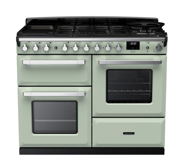 RS30068_ESDLO110DFPMNTCM-E1-Falcon Estel Deluxe 110 Dual Fuel-Proving drawer-Mint-Chrome-Front view.jpg