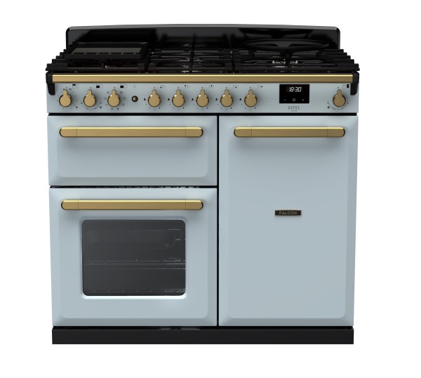 RS30041_ESDL100DFPMSBAB-E1-Falcon Estel Deluxe 100 Dual Fuel-Misty Blue-Antique Brass-Front view.jpg