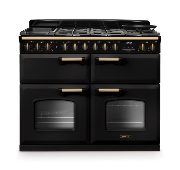 Kuchnia gazowo-elektryczna Falcon Classic Deluxe 110 Slow Cook - Czarny Charcoal / Antyczny Mosiądz