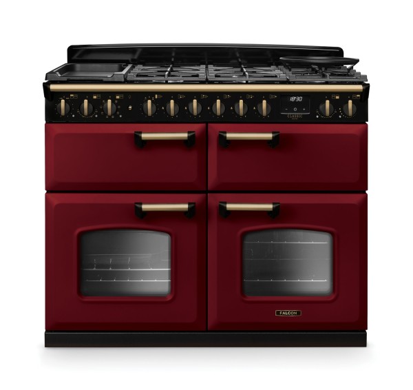 Kuchnia gazowo-elektryczna Falcon Classic Deluxe 110 Slow Cook - Bordowy / Antyczny Mosiądz