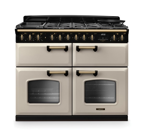 Kuchnia gazowo-elektryczna Falcon Classic Deluxe 110 Slow Cook - Kremowy / Antyczny Mosiądz